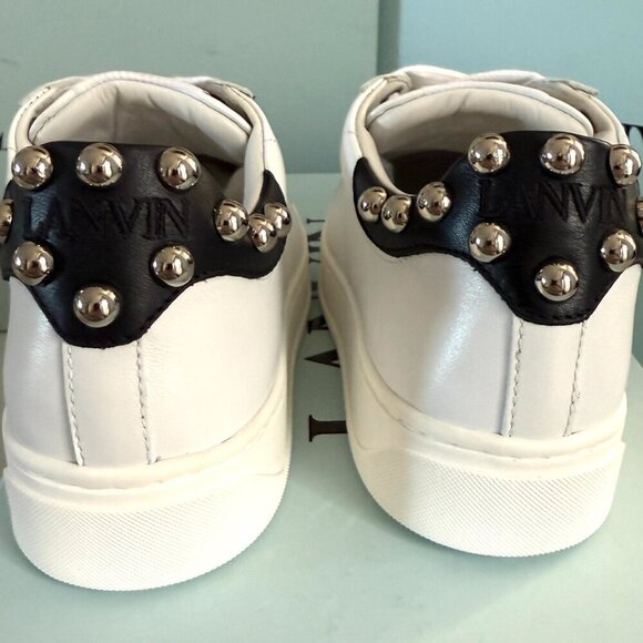 Lanvin Women's DDB0 White Leather Sneakers with Studs Size 36-40 - Picture 5 of 15